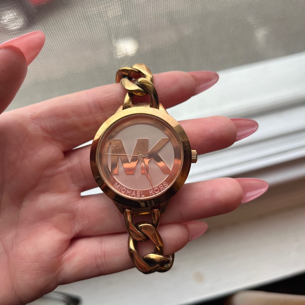 Michael Kors Gold-Tone Chain Bracelet Watch